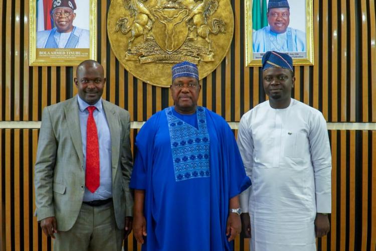 From left, Hon Dr Abbas Agaba (Secretary General AAYC), SEN George Akume,Secretary to the Government of the Federation (SGF) and Hon. Ayodele Olawande Minister of State for Youth