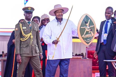 HE Yoweri Kaguta Museveni at the swearing ceremony Kololo
