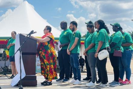 The AAYC Secretariat during the 60th anniversary celebrations for African Unity (AU) at Kololo Independence Grounds in 2024